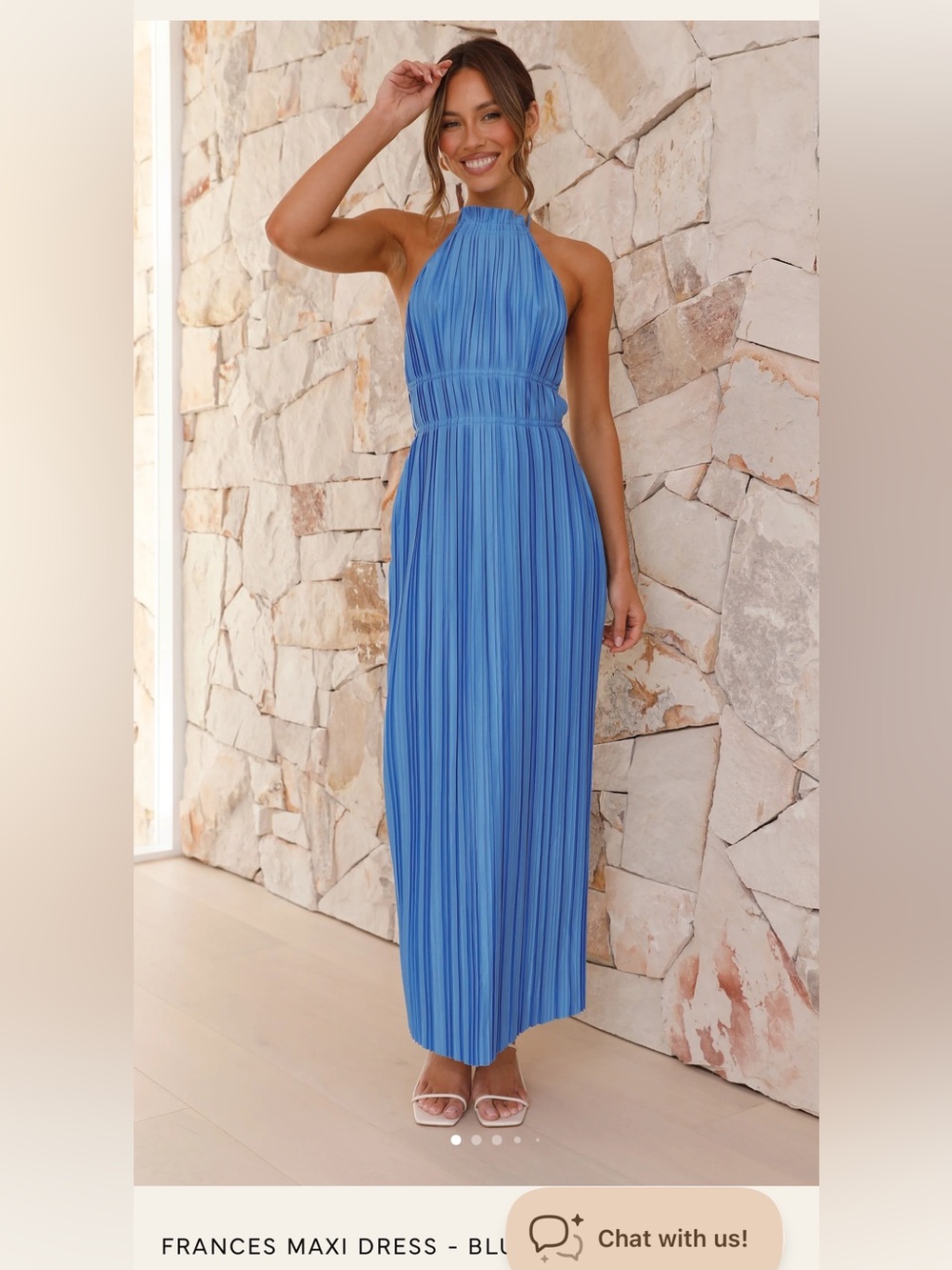 NWT Frances Maxi Dress - Blue Halter Neck